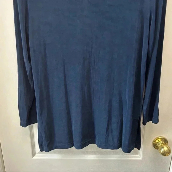 Picadilly Jersey Cardigan Open Front Draped Knit Blazer Jacket Navy Blue Small - Picture 8 of 13